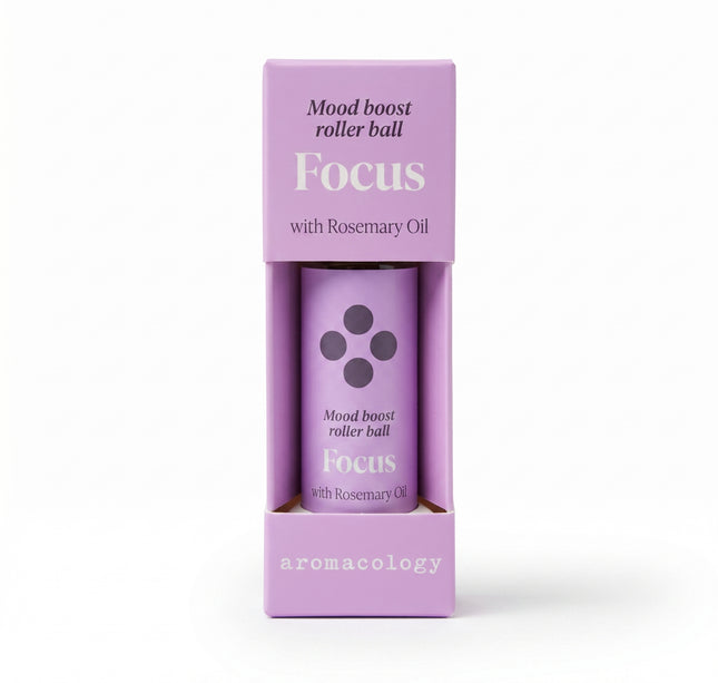 Roller boost Mood FOCUS à l'huile de Romarin - Violet - 10 ml - Aromacologie - 100% Natural - Vegan